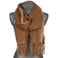 Apaszki i szaliki damskie - Szalik damski szal bawełniany DWUSTRONNY z frędzlami AX-163-8 brązowy - miniaturka - grafika 1