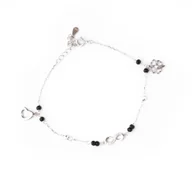 Bransoletki - Srebrna bransoletka damska serce nieskończoności onyks - miniaturka - grafika 1