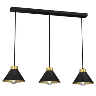 Luminex Demet 628 lampa wisząca zwis 3x60W E27 czarna/złota - Lampy sufitowe - miniaturka - grafika 1