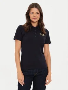 Tommy Hilfiger Polo Script WW0WW43624 Granatowy Slim Fit - Koszulki i topy damskie - miniaturka - grafika 1