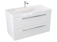 Szafki łazienkowe - Szafka Wisząca Z Umywalką ATH 80 cm - Biały Mat - Uchwyty Chromowane - miniaturka - grafika 1