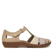 Sandały damskie - Sandały Rieker 45869-60 Beżowy - miniaturka - grafika 1