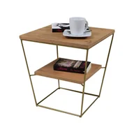 Ławy i stoliki kawowe - Stolik kawowy ze złotym stelażem dąb lancelot L9-L46 - miniaturka - grafika 1