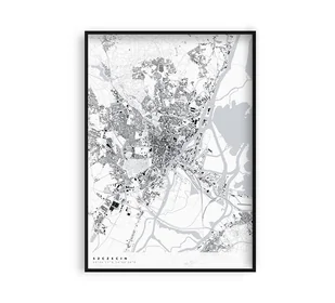 Szczecin - mapa miasta plakat z mapą Szczecina - Obrazy i zdjęcia na płótnie - miniaturka - grafika 1