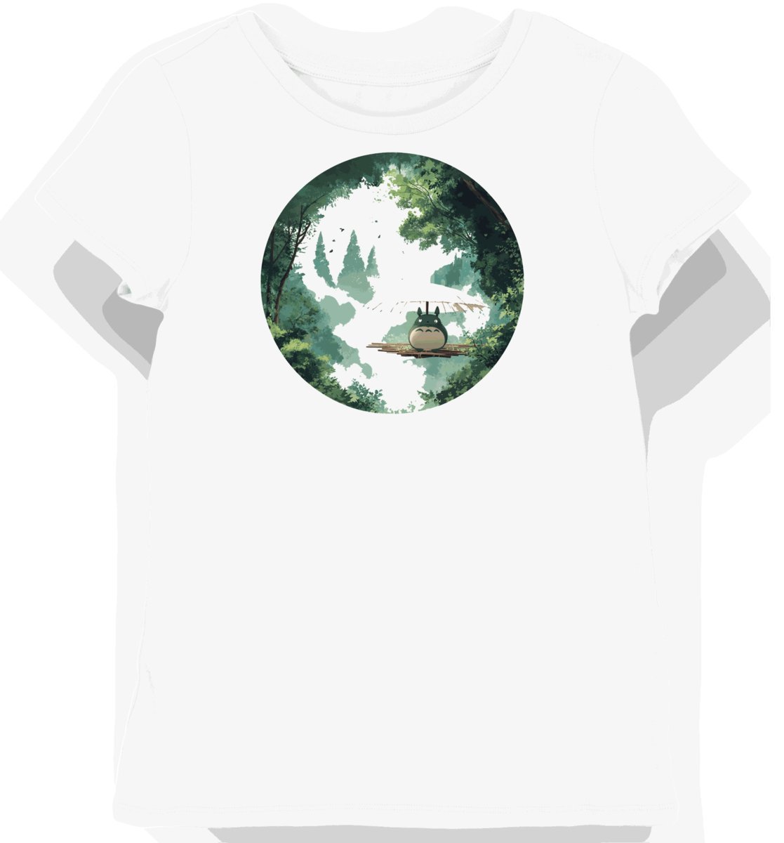 Koszulka damska biała z motywem Totoro i liścia M