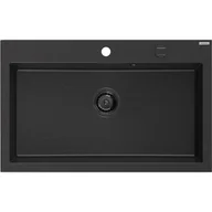 Zlewozmywaki - Mexen Elix zlewozmywak granitowy 1-komorowy 800 x 500 mm, czarny/srebrny metalik, syfon czarny - 6527801005-73-B - miniaturka - grafika 1