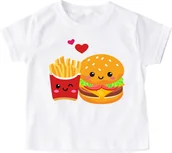Koszulki dla dziewczynek - dziecięca koszulka z hamburgerem i frytkami - miniaturka - grafika 1