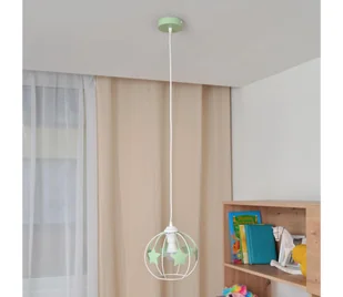 Żyrandol dziecięcy na lince STARS 1xE27/15W/230V zielony/biały - Wyposażenie pokoiku dziecięcego - miniaturka - grafika 1