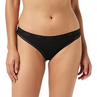 Majtki damskie - Calvin Klein Damskie stringi z dżerseju z mikrofibry ze stretchem i koronką, czarny, XL - miniaturka - grafika 1