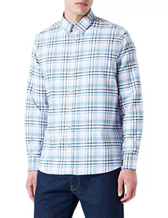 bugatti Męska koszula 9350-38704 z kołnierzem button-down, niebieska-350, regularna, Niebieski 350, 3XL - Koszule męskie - miniaturka - grafika 1