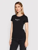 Koszulki i topy damskie - Pepe Jeans T-Shirt New Virginia PL505202 Czarny Slim Fit - miniaturka - grafika 1