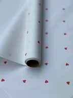 Folia, papier śniadaniowy, serwetki - Papier satynowa florystyczna do pakowania SERDUSZKA 50cmx9m Biały+czerwony - miniaturka - grafika 1