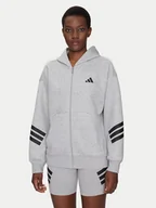 Bluzy damskie - adidas Bluza Future Icons 3-Stripes JE0172 Szary Regular Fit - miniaturka - grafika 1