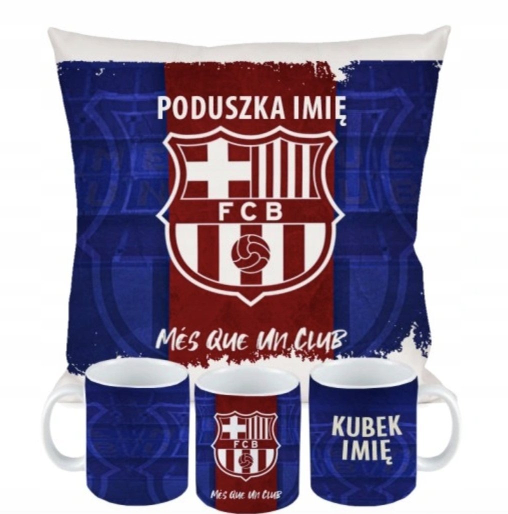 ZESTAW PODUSZKA + KUBEK Prezent BARCELONA LOGO YAMAL + IMIĘ 18