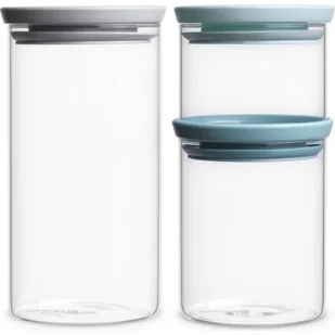 Brabantia Zestaw 3 szklanych Zestaw pojemników Mix kolorów 298325 - Pojemniki kuchenne - miniaturka - grafika 1