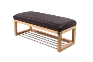 Ławka na buty LPG-4 170cm EMRAWOOD drewno lite kolor naturalny siedzisko gładkie ekoskóra kolor brązowy - Ławki do przedpokoju Ławka na buty LPG-4 170cm EMRAWOOD drewno lite kolor naturalny siedzisko gładkie ekoskóra kolor brązowy - Ławki do przedpokoju - miniaturka - grafika 1