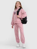 Spodnie i spodenki dla dziewczynek - 4F Spodnie dresowe joggery dziewczęce - różowe 122 (6-7 lat) - miniaturka - grafika 1
