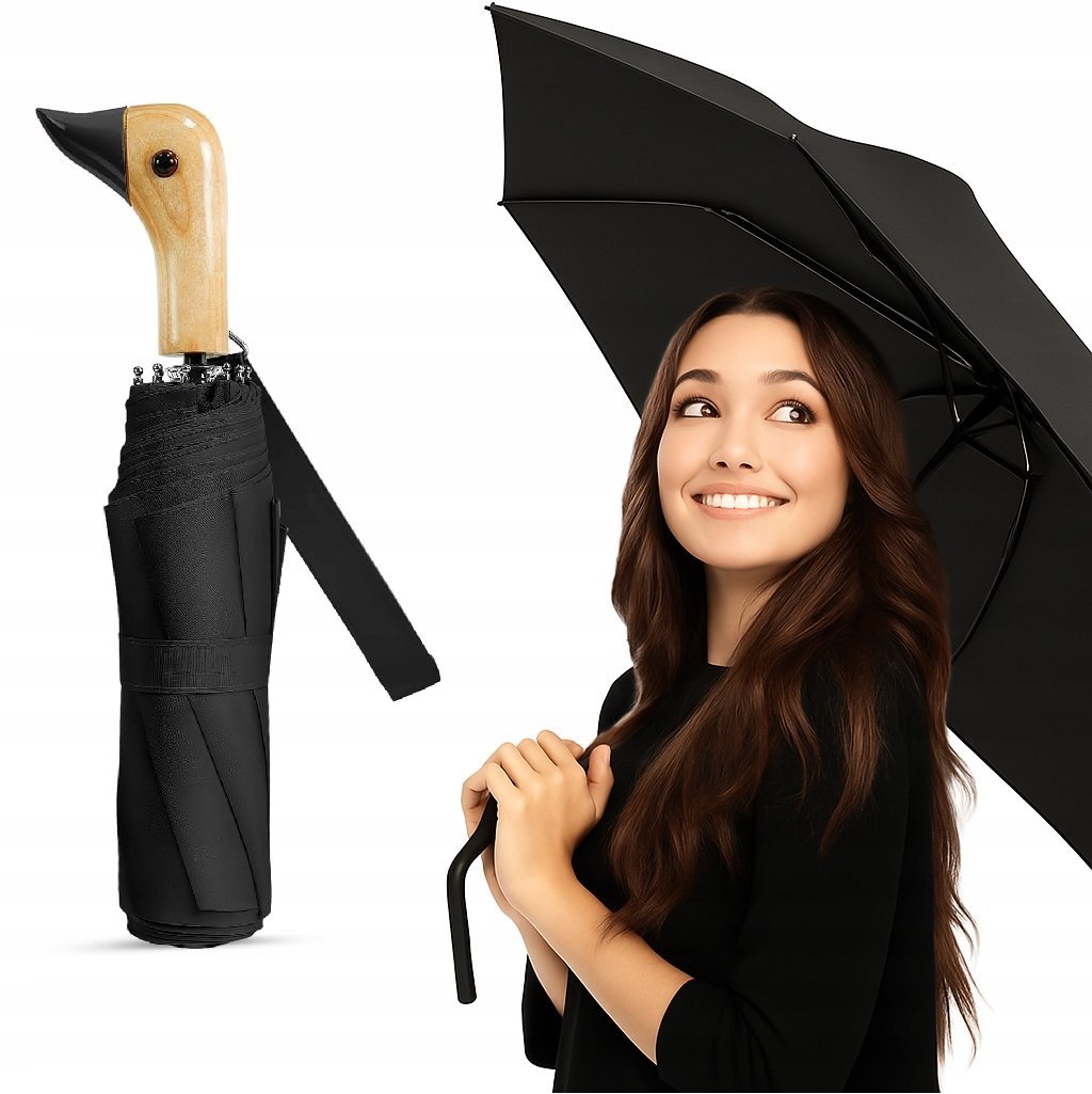 PARASOL AUTOMATYCZNY PARASOLKA CZARNA Z POKROWCEM DUCKHEAD 95cm