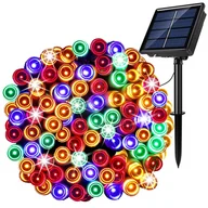 Oświetlenie świąteczne - Lampki świąteczne 200 Led 22 m multikolor oświetlenie choinkowe solarne - miniaturka - grafika 1