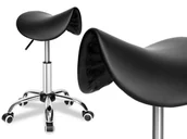 Taborety i hokery - Stołek kosmetyczny na kółkach STRATUM czarny - miniaturka - grafika 1