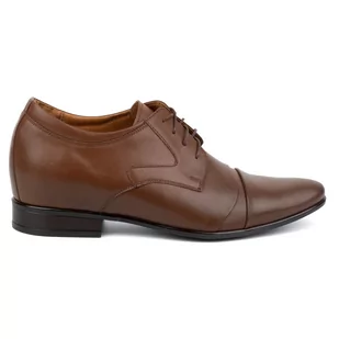 Buty męskie podwyższające skórzane eleganckie wizytowe P12 brązowe - Buty Olivier - Półbuty męskie - miniaturka - grafika 1