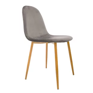 Krzesło tapicerowane, drewniane nóżki, 43x52x89 cm, szary - Krzesła - miniaturka - grafika 1