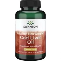 SWANSON Pristine Norwegian Cod Liver Oil 60softgels - Witaminy i minerały dla sportowców - miniaturka - grafika 1