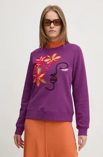 Desigual bluza bawełniana LADY damska kolor fioletowy z aplikacją 24WWSK16 - Bluzy damskie - miniaturka - grafika 1