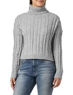 Swetry damskie - Libbi Damski sweter Twist z golfem, akryl, jasnoszary, melanż, rozmiar XS/S, jasnoszary melanż, XS - miniaturka - grafika 1