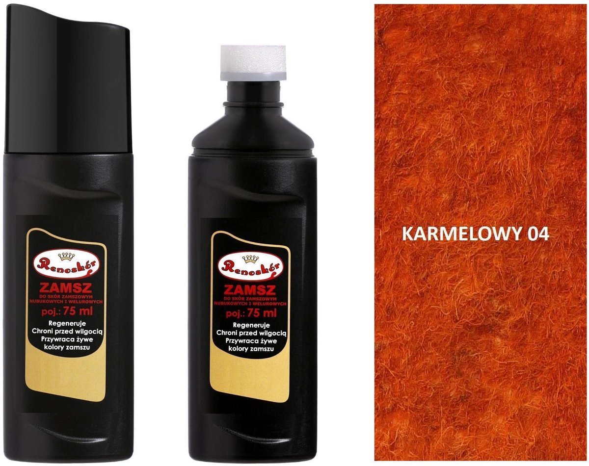 KARMELOWY RENOWATOR KOLORU DO BUTÓW Z ZAMSZU NUBUKU RENOSKÓR PASTA W PŁYNIE