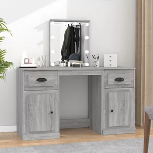 vidaXL Toaletka z oświetleniem LED, szary dąb sonoma, 130x50x132,5 cm - Toaletki - miniaturka - grafika 1