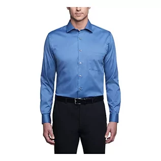 Koszule męskie - Van Heusen Męska koszula z długim rękawem Regular Fit Flex Collar Stretch Solid Smoking, Dusty Blue, S (Szyja 37 cm, Rękawy 81/84 cm) - grafika 1