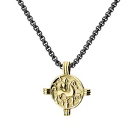 Naszyjniki męskie - Naszyjnik męski złota antyczna moneta na czarnym łańcuszku - Manoki - miniaturka - grafika 1
