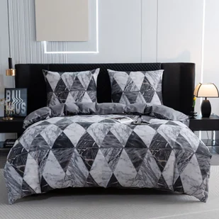 Cotton World Pościel 140x200 2cz QM2741 szara romby bawełniana - Pościel - miniaturka - grafika 1