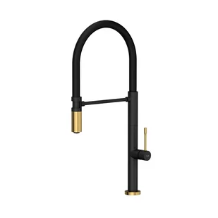 QUADRON Bateria MARGOT T-LINE czarny mat VERY BLACK) + złoty PVD 3623502_BLMPVDG1) - Baterie kuchenne - miniaturka - grafika 1