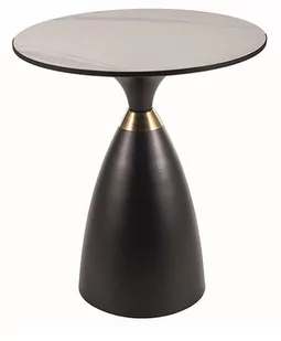 Stolik okrągły GEMINI biały blat fi 50 czarno-złota podstawa - Ławy i stoliki kawowe - miniaturka - grafika 1