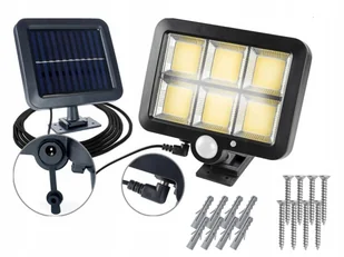 Halogen Naświetlacz Led Solarny Zewnętrzny Lampa z Czujnikiem Ruchu - Lampy ogrodowe - miniaturka - grafika 1