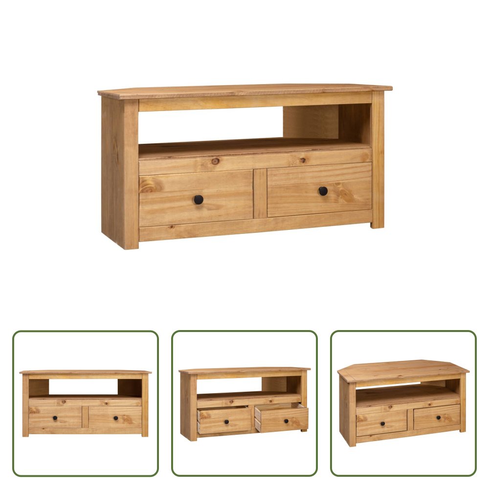 Narożna szafka pod telewizor The Living Store 93 x 49 x 49 cm lite drewno sosna panamska