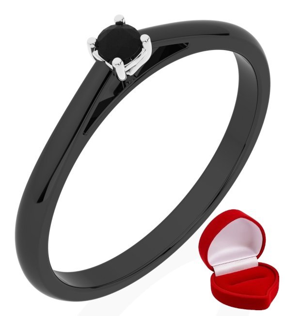 ZŁOTY PIERŚCIONEK ZARĘCZYNOWY 585 14k BRYLANT CZ. 0,06 ct CZARNE ZŁOTO R30