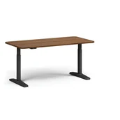 Biurka - Stół z regulacją wysokości ULIX, elektryczny, 675-1325 mm, zaokrąglone narożniki, blat 1600x800 mm, podstawa czarna, orzech - miniaturka - grafika 1