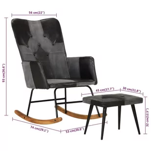 Fotel bujany z podnóżkiem, czarny, skóra naturalna i płótno Lumarko - Fotele - miniaturka - grafika 11