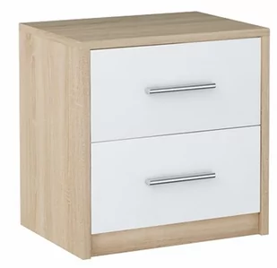 Szafka Nocna Stolik Nocny Bodo 2S Biały-Sonoma - Szafki nocne - miniaturka - grafika 1