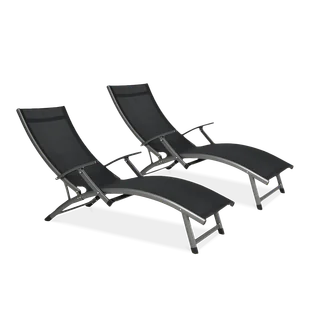 2x Leżak ogrodowy aluminiowy RELAX Black - Leżaki ogrodowe - miniaturka - grafika 1