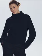 Swetry damskie - Reserved - Sweter z golfem - czarny - miniaturka - grafika 1