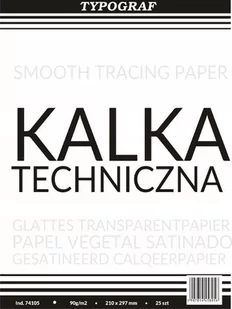Kalka Techniczna A4 90 G/M2 25 Sztuk Typograf - Podobrazia, bloki, papiery - miniaturka - grafika 1