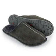 Kapcie męskie - Kapcie Męskie skórzane szare wełniane r.41 - miniaturka - grafika 1