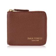 Portfele - Portfel damski skórzany mały brązowy w orientacji poziomej z RFID Paolo Peruzzi KV-04-BR - miniaturka - grafika 1
