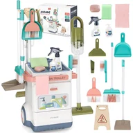 Zabawy w naśladowanie dorosłych - Zestaw do sprzątania dla dzieci odkurzacz wózek mop wiaderko akcesoria 20w1 - miniaturka - grafika 1