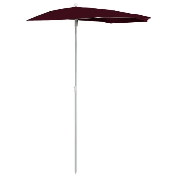 Parasol ogrodowy półokrągły bordowy 180 x 90 x 195 cm, stalowy słupek