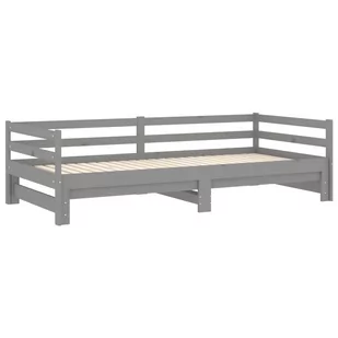vidaXL Łóżko wysuwane szare lite drewno sosnowe 2x 90x200 cm 806957 - Łóżka - miniaturka - grafika 7